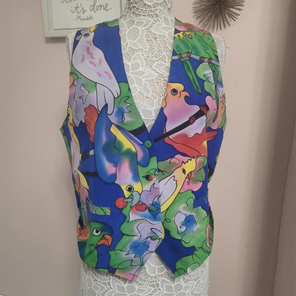 Other - LKNW vintage 90's Sensual Silk by Caribbean Club M mens vest colorful